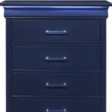 16" Blue Solid Wood Five Drawer Chest With LED Lighting