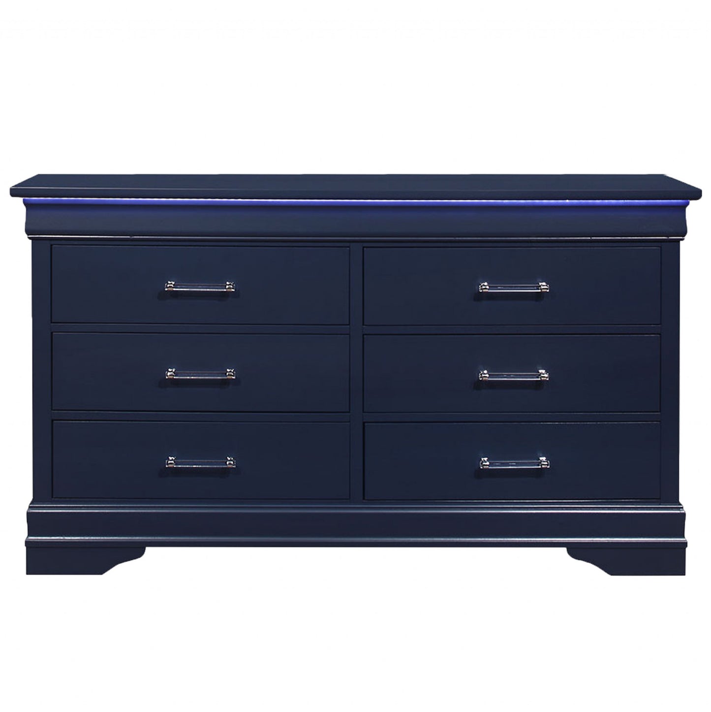 59" Blue Solid Wood Six Drawer Double Dresser - Homeroots - Flyclothing LLC