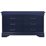 59" Blue Solid Wood Six Drawer Double Dresser - Homeroots - Flyclothing LLC
