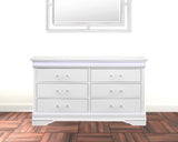 59" White Solid Wood Six Drawer Double Dresser with LED - Homeroots