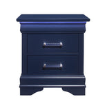 24" Blue Two Drawer Solid Wood Lighted Nightstand