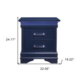 24" Blue Two Drawer Solid Wood Lighted Nightstand - Homeroots - Flyclothing LLC