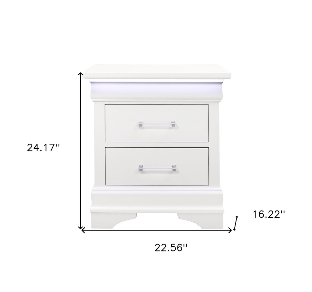 24" White Two Drawer Nightstand - Homeroots - Flyclothing LLC
