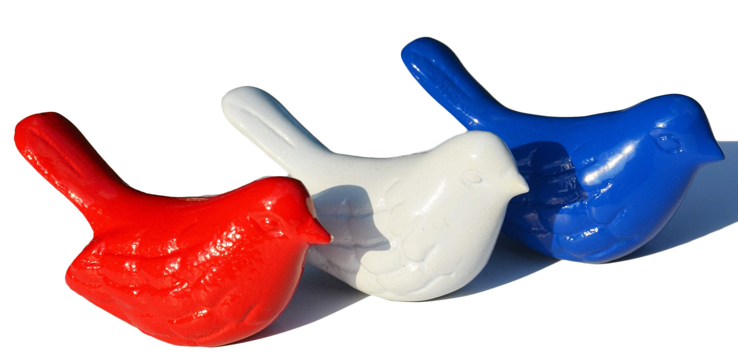 Set of Three Red White And Blue Metal Bird Tabletop Sculptures - HomeRoots - Flyclothing LLC