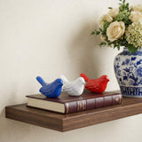 Set of Three Red White And Blue Metal Bird Tabletop Sculptures - HomeRoots - Flyclothing LLC