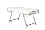 63" White Modern High Gloss Rectangular Writing Desk - Homeroots