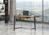55" Walnut And Black Glass Rectangular Writing Desk - Homeroots - Flyclothing LLC