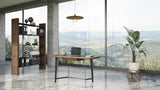 55" Walnut And Black Glass Rectangular Writing Desk - Homeroots - Flyclothing LLC