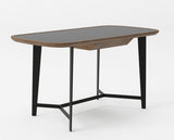 55" Walnut And Black Glass Rectangular Writing Desk - Homeroots - Flyclothing LLC