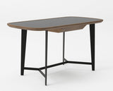 55" Walnut And Black Glass Rectangular Writing Desk - Homeroots