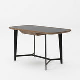 55" Walnut And Black Glass Rectangular Writing Desk - Homeroots
