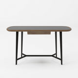 55" Walnut And Black Glass Rectangular Writing Desk - Homeroots - Flyclothing LLC