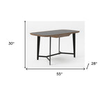 55" Walnut And Black Glass Rectangular Writing Desk - Homeroots - Flyclothing LLC