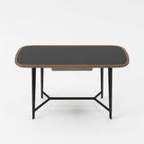 55" Walnut And Black Glass Rectangular Writing Desk - Homeroots - Flyclothing LLC