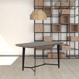 55" Walnut And Black Glass Rectangular Writing Desk - Homeroots - Flyclothing LLC