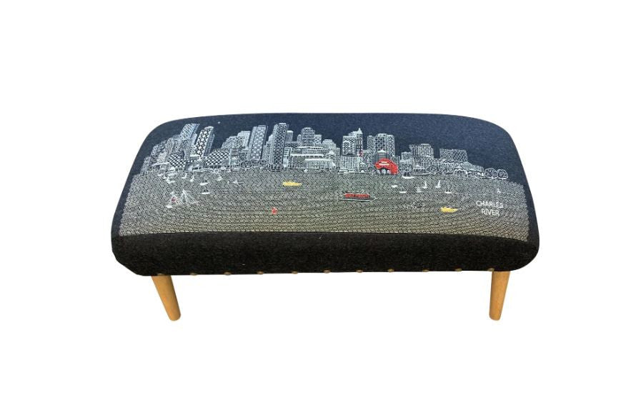 38" Gray Wool And Brown Ottoman - Homeroots - Flyclothing LLC