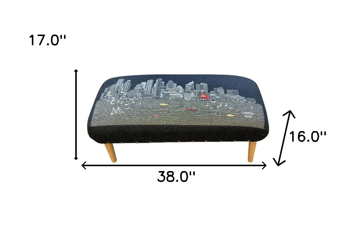 38" Gray Wool And Brown Ottoman - Homeroots - Flyclothing LLC