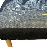 38" Gray Wool And Brown Ottoman - Homeroots