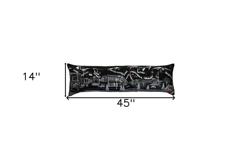 46" Black Aspen Nighttime Skyline Lumbar Decorative Pillow - Homeroots - Flyclothing LLC