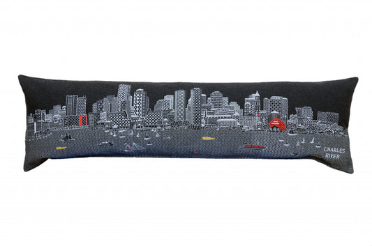 46" Black Boston Nighttime Skyline Lumbar Decorative Pillow - Homeroots