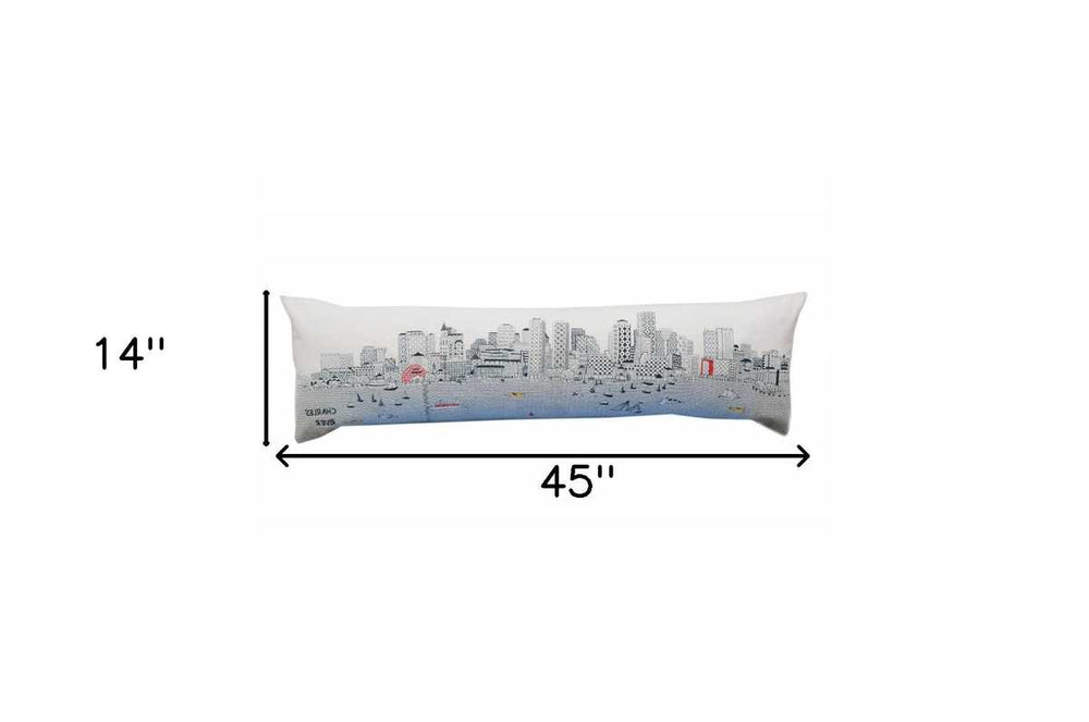 46" White Boston Daylight Skyline Lumbar Decorative Pillow - Homeroots - Flyclothing LLC