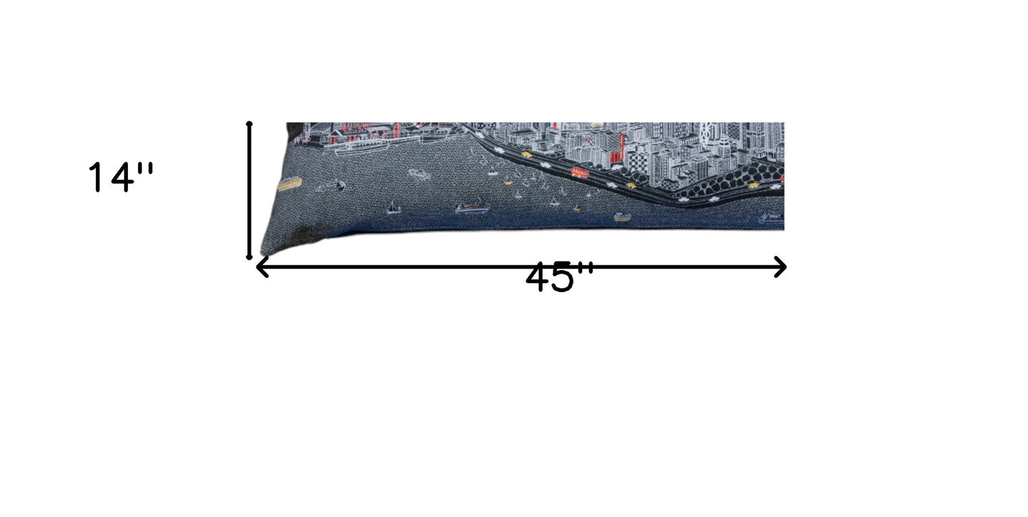 46" Black Chicago Nighttime Skyline Lumbar Decorative Pillow - Homeroots - Flyclothing LLC