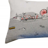 46" White Chicago Daylight Skyline Lumbar Decorative Pillow - Homeroots