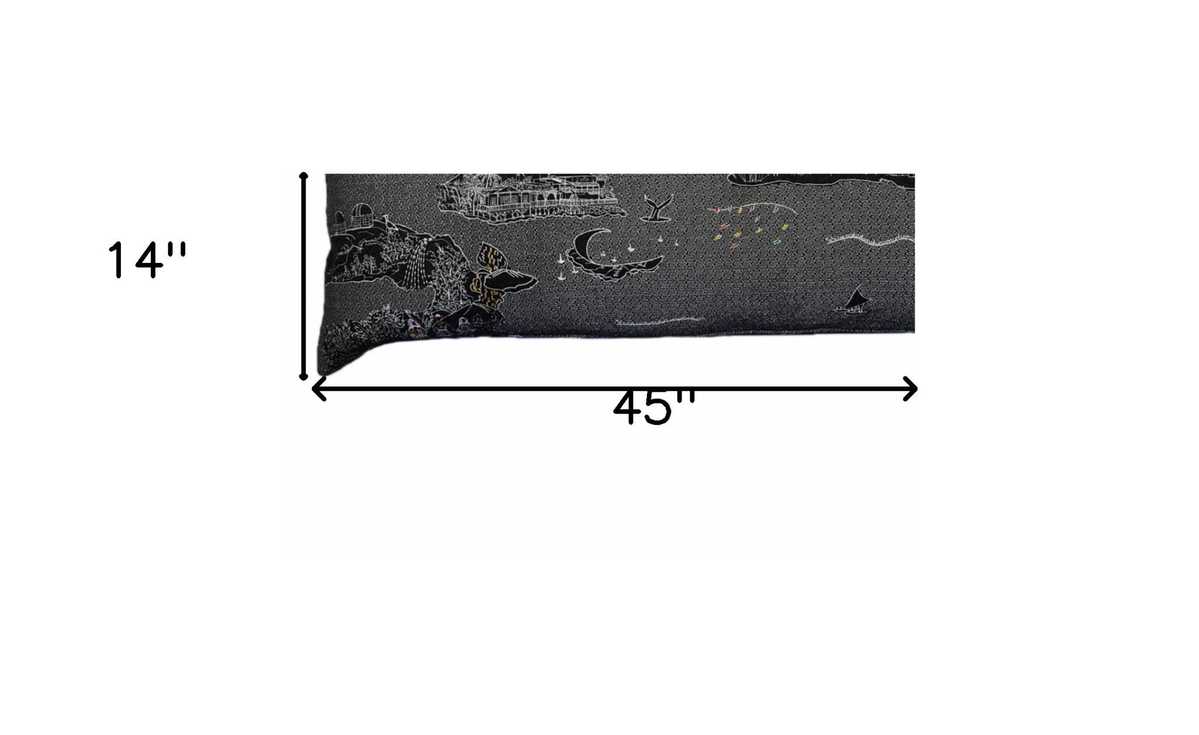 46" Black Hawaii Nighttime Skyline Lumbar Decorative Pillow - Homeroots - Flyclothing LLC