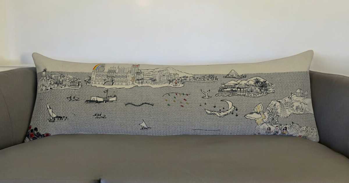 46" White Hawaii Daylight Skyline Lumbar Decorative Pillow - Homeroots - Flyclothing LLC