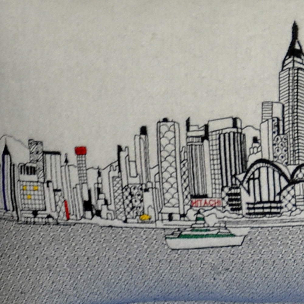 46" White Hong Kong Daylight Skyline Lumbar Decorative Pillow - Homeroots - Flyclothing LLC