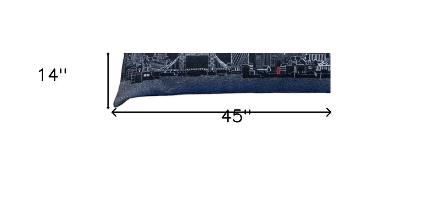 46" Black London Nighttime Skyline Lumbar Decorative Pillow - Homeroots - Flyclothing LLC