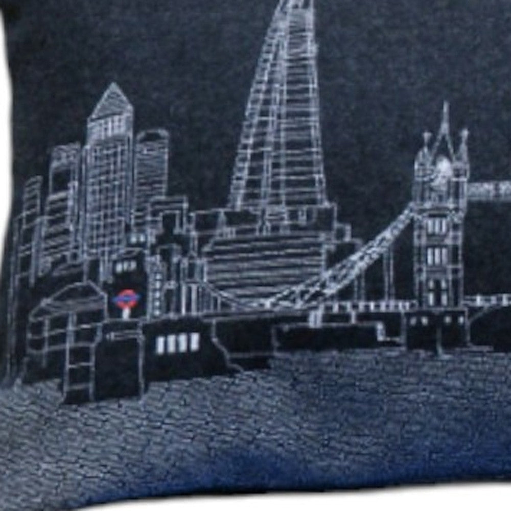 46" Black London Nighttime Skyline Lumbar Decorative Pillow - Homeroots - Flyclothing LLC