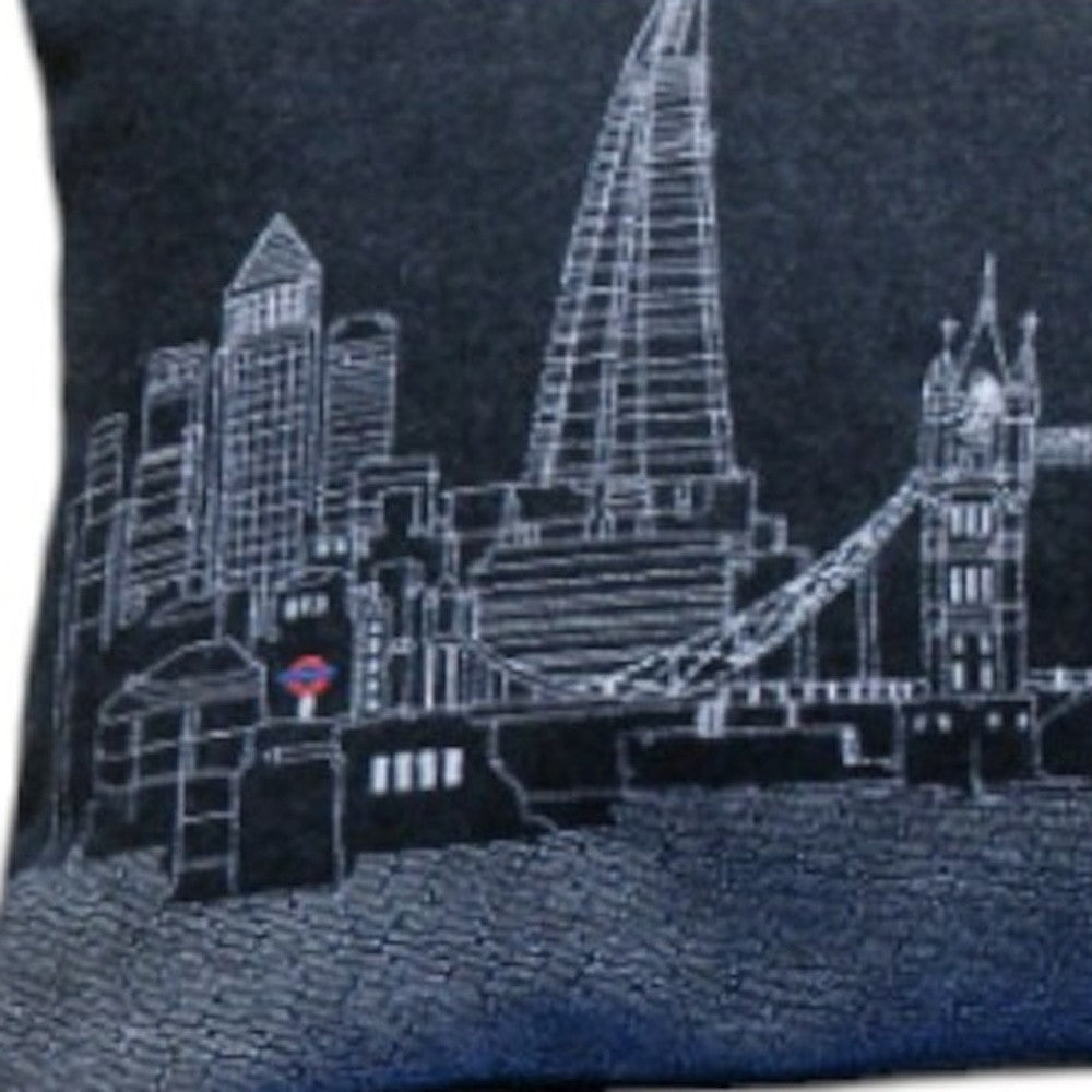 46" Black London Nighttime Skyline Lumbar Decorative Pillow - Homeroots - Flyclothing LLC