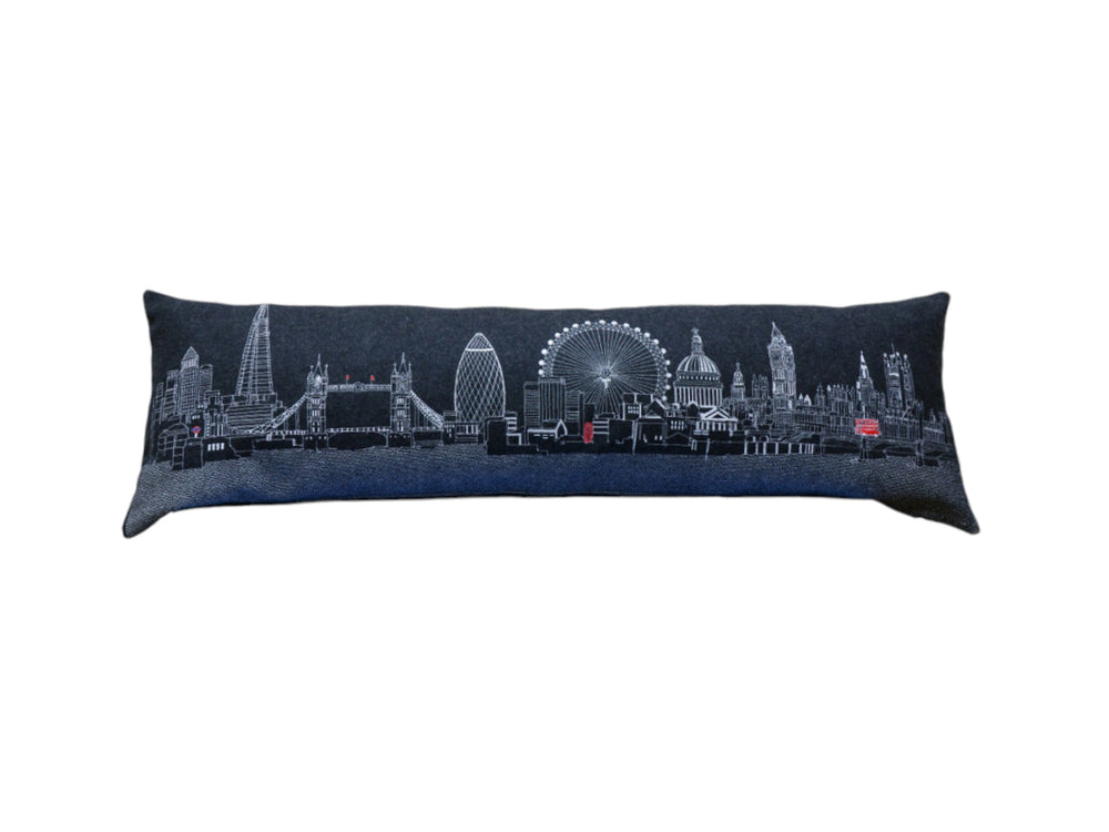 46" Black London Nighttime Skyline Lumbar Decorative Pillow - Homeroots