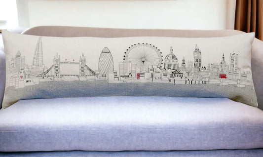 46" White London Daylight Skyline Lumbar Decorative Pillow - Homeroots