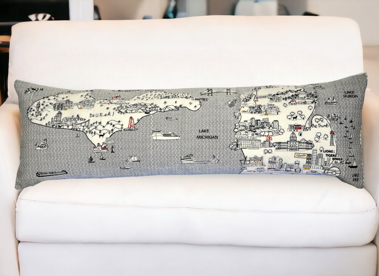 46" White Michigan Daylight Skyline Lumbar Decorative Pillow - Homeroots - Flyclothing LLC