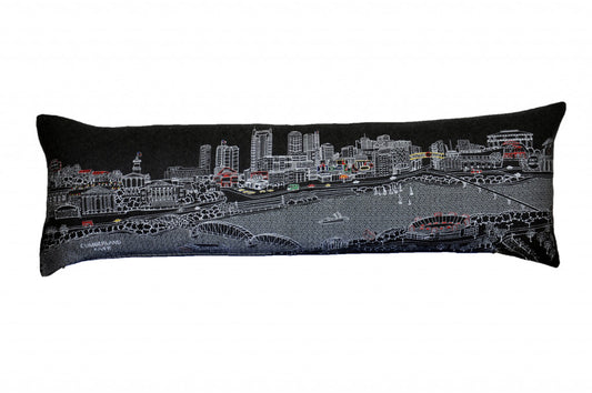 46" Black Nashville Nighttime Skyline Lumbar Decorative Pillow - Homeroots