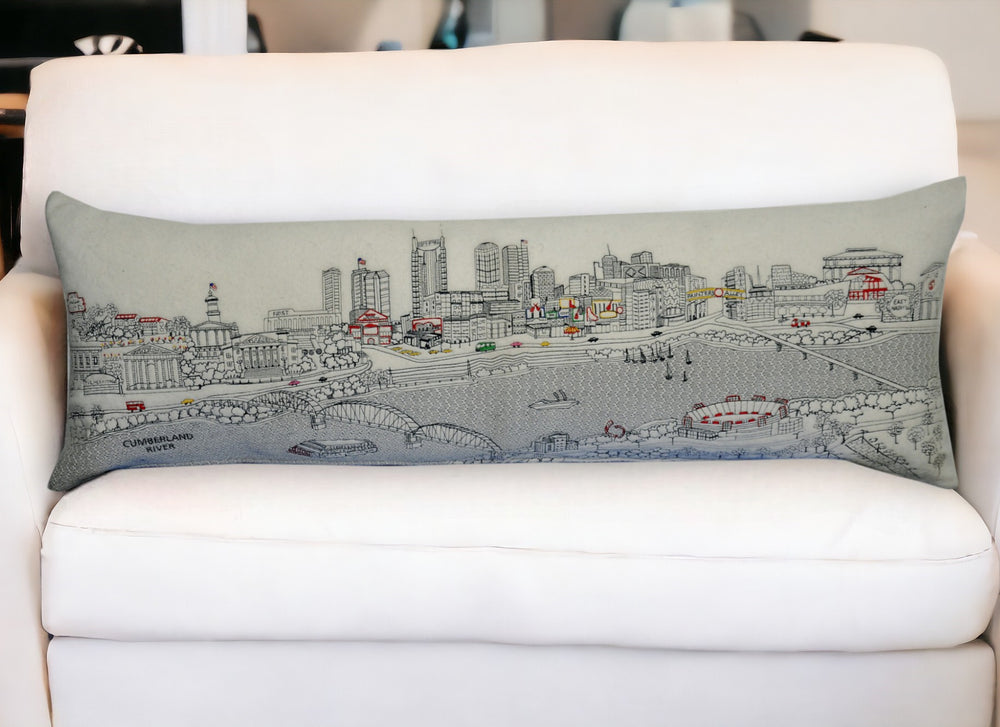 46" White Nashville Daylight Skyline Lumbar Decorative Pillow - Homeroots