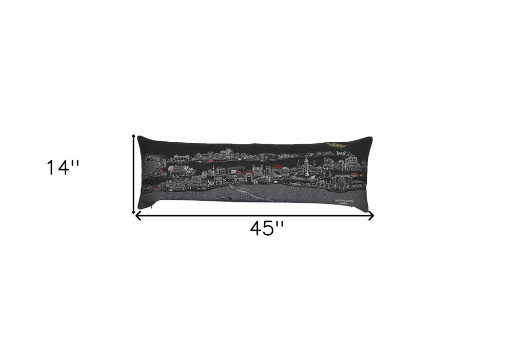 46" Black New Orleans Nighttime Skyline Lumbar Decorative Pillow - Homeroots - Flyclothing LLC