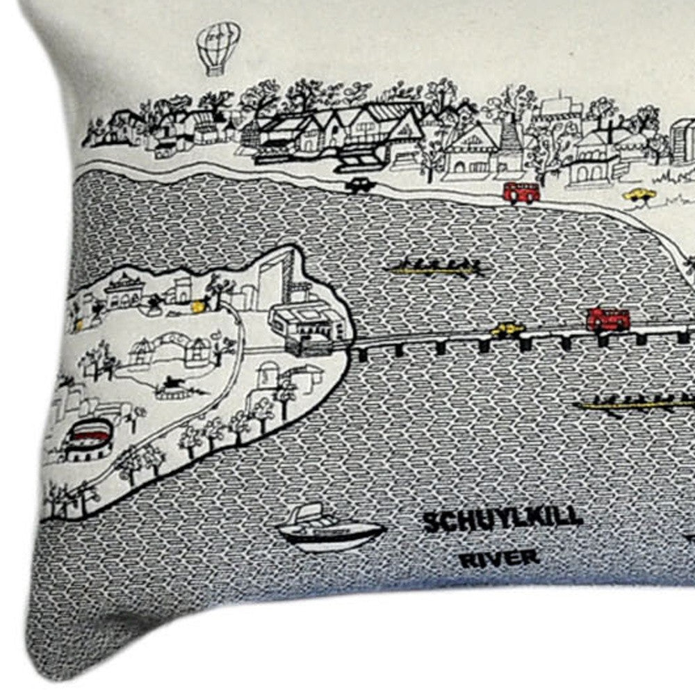 46" White Philadelphia Daylight Skyline Lumbar Decorative Pillow - Homeroots - Flyclothing LLC