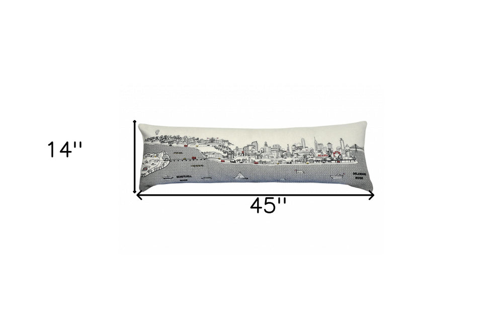 46" White Philadelphia Daylight Skyline Lumbar Decorative Pillow - Homeroots - Flyclothing LLC