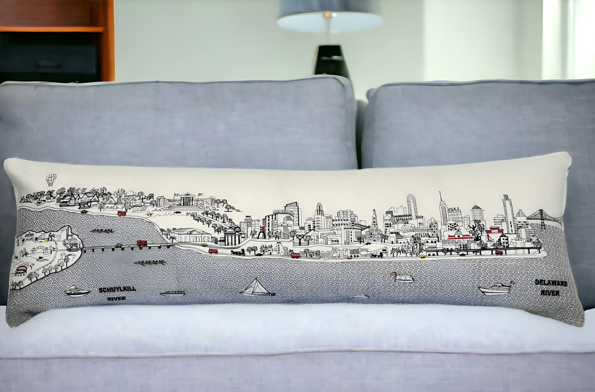 46" White Philadelphia Daylight Skyline Lumbar Decorative Pillow - Homeroots - Flyclothing LLC