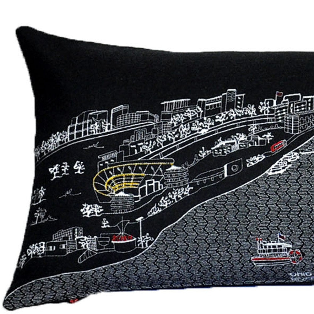 46" Black Pittsburgh Nighttime Skyline Lumbar Decorative Pillow - Homeroots - Flyclothing LLC