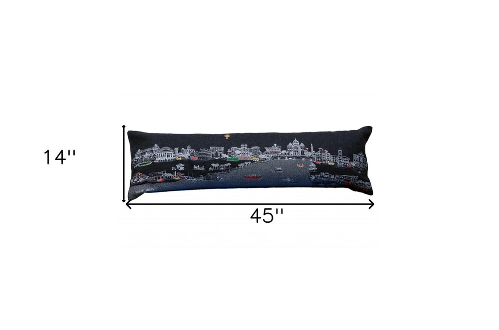 46" Black Rome Nighttime Skyline Lumbar Decorative Pillow - Homeroots - Flyclothing LLC