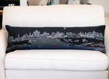 46" Black Rome Nighttime Skyline Lumbar Decorative Pillow - Homeroots