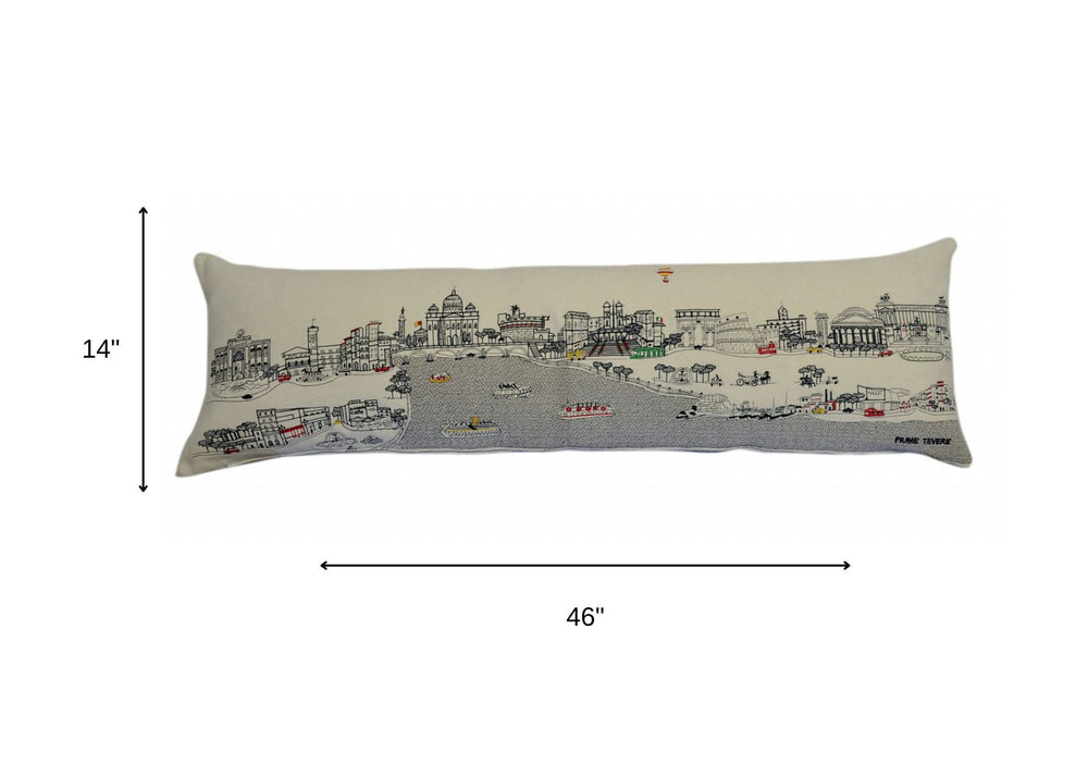 46" White Rome Daylight Skyline Lumbar Decorative Pillow - Homeroots - Flyclothing LLC