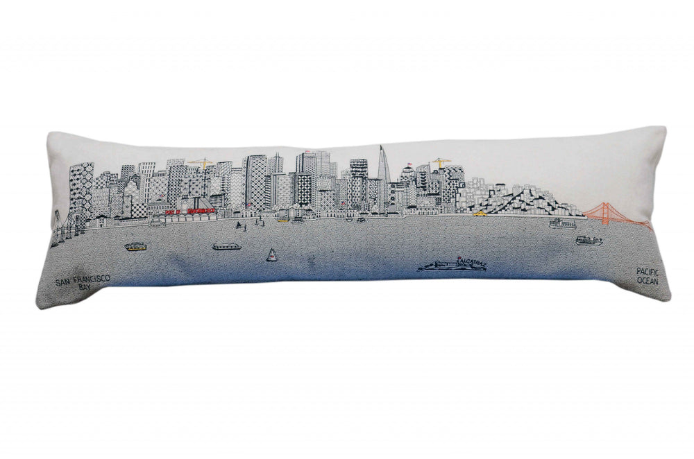 46" White San Francisco Daylight Skyline Lumbar Decorative Pillow - Homeroots - Flyclothing LLC