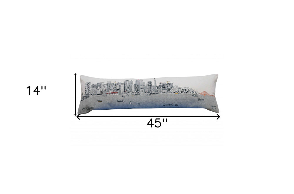 46" White San Francisco Daylight Skyline Lumbar Decorative Pillow - Homeroots - Flyclothing LLC