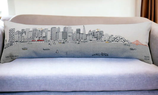 46" White San Francisco Daylight Skyline Lumbar Decorative Pillow - Homeroots