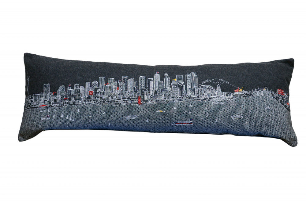 46" Black Seattle Nighttime Skyline Lumbar Decorative Pillow - Homeroots - Flyclothing LLC